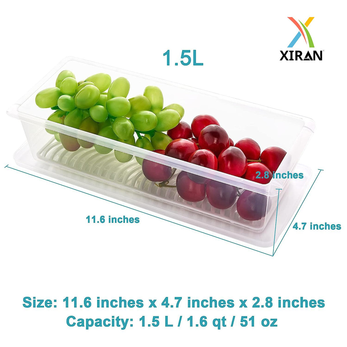 1500ml 6 Stackable Fridge Storage Container