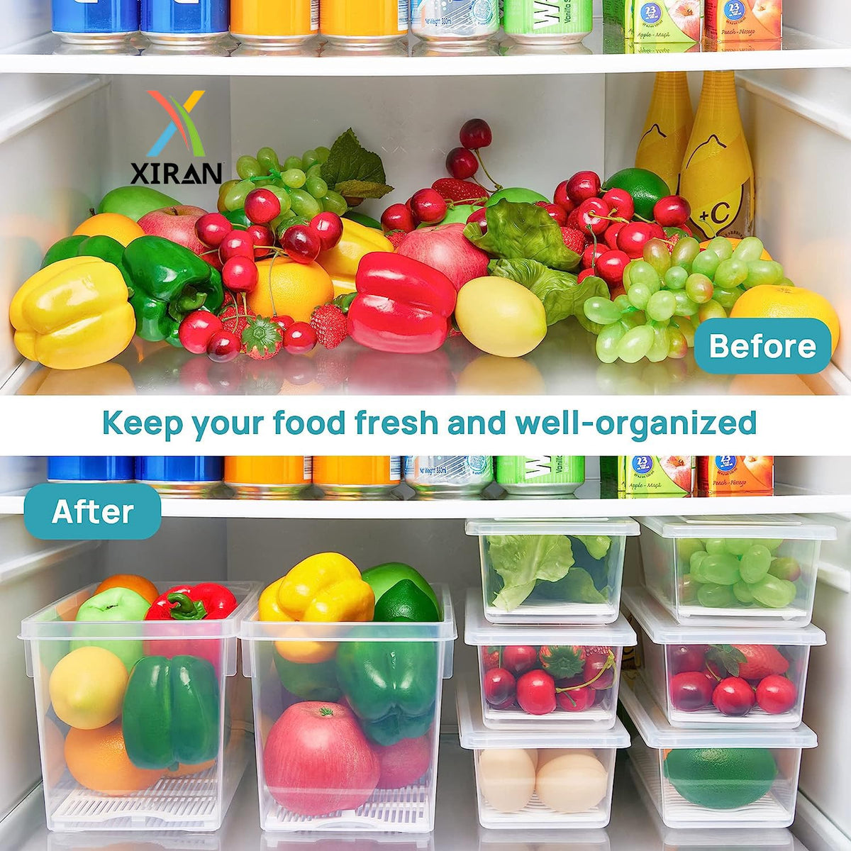 1500ml 6 Stackable Fridge Storage Container