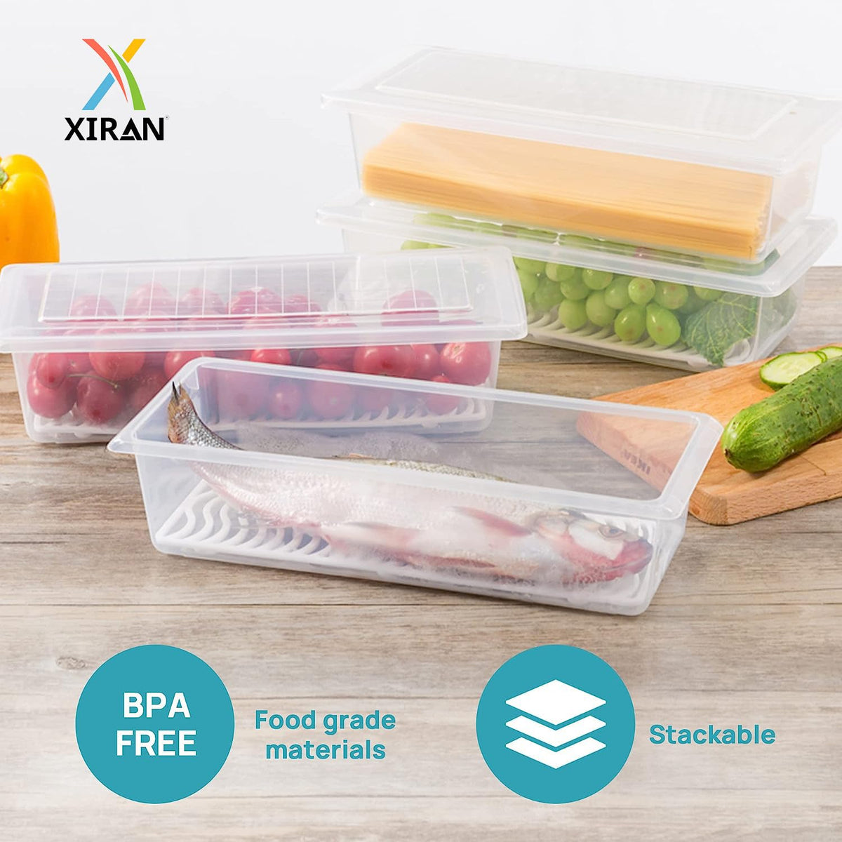 1500ml 6 Stackable Fridge Storage Container